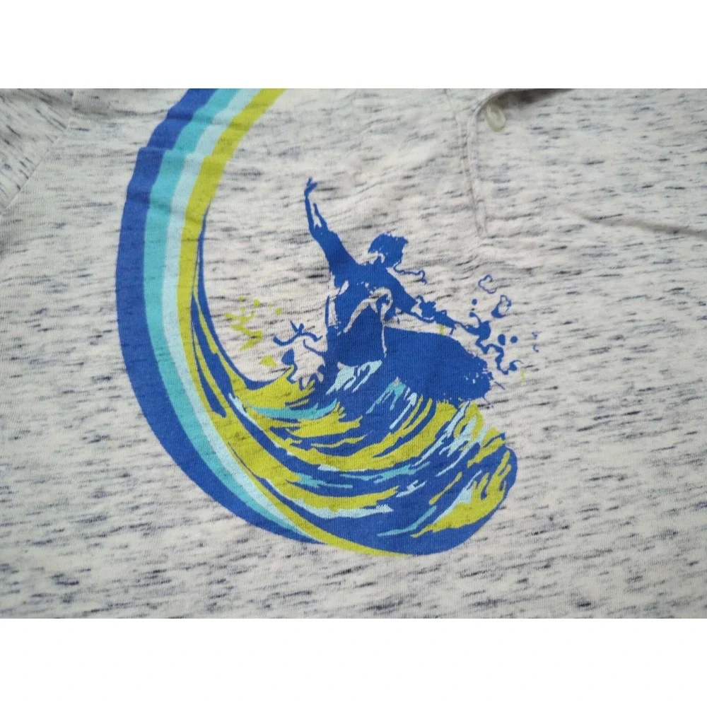GAP Kids Polo Shirt Youth Boys XXL Gray Space Dye Short Sleeve Surfer Graphic‎